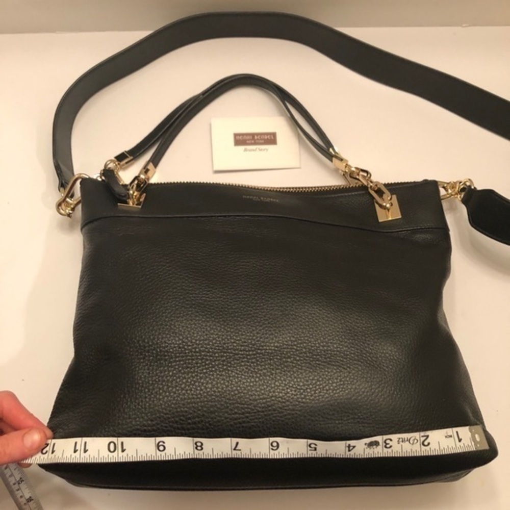 Henri bendel black leather soho messenger bag tags - Picture 3 of 16
